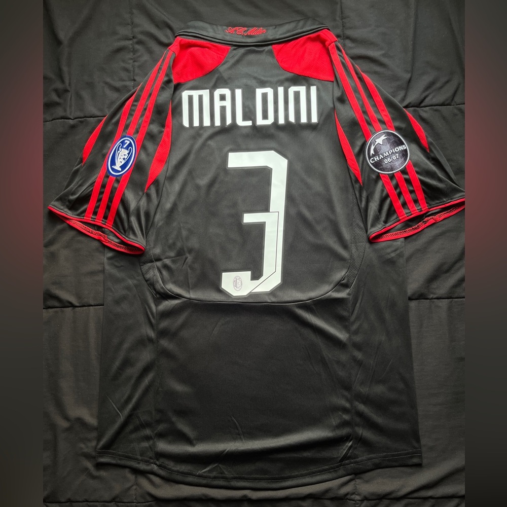 Maldini #3 Black Milan M-XL Retro Soccer Jersey Kit UCL